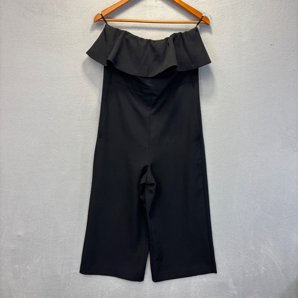 Babaton Aritzia Strapless Wide Leg Jumpsuit Womens 6 Ruffle Culotte Party Black